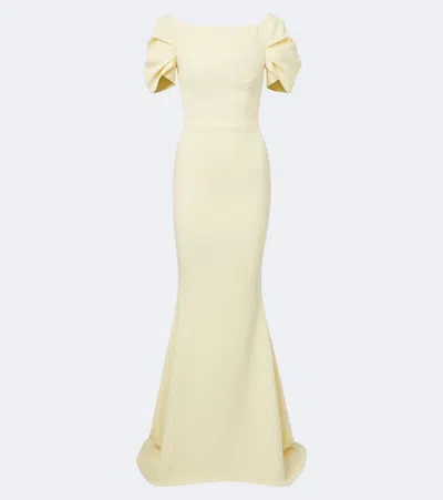 Safiyaa Ivon Draped Crêpe Gown In Pale Yellow