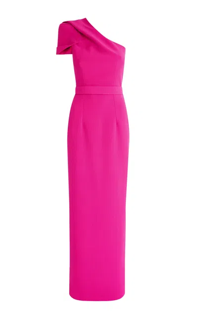 Safiyaa Kora One-shoulder Stretch-crepe Column Gown In Pink