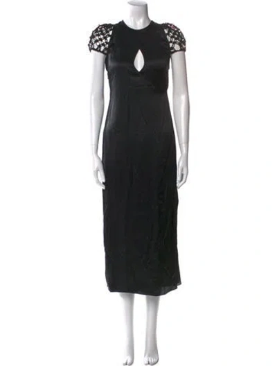Pre-owned Safiyaa Lace Pattern Long Dress In Black