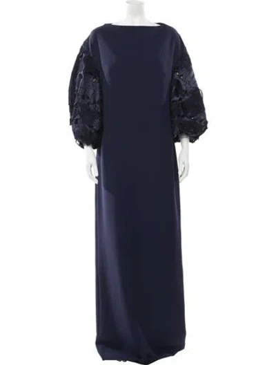 Pre-owned Safiyaa Lace Pattern Long Dress W/ Tags In Blue