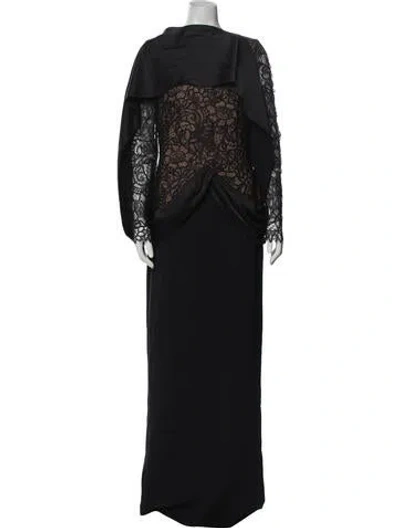 Pre-owned Safiyaa Lace Pattern Long Dress W/ Tags In Blue