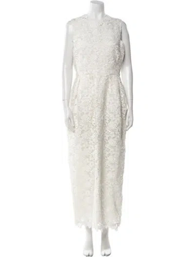 Pre-owned Safiyaa Lace Pattern Long Dress W/ Tags In Neutral