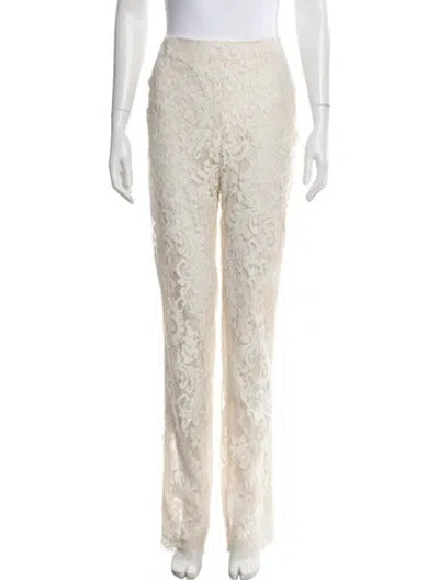 Pre-owned Safiyaa Lace Pattern Wide Leg Pants In Neutral
