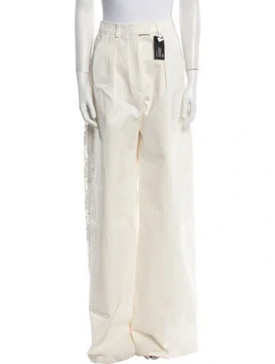 Pre-owned Safiyaa Lace Pattern Wide Leg Pants W/ Tags In Neutral