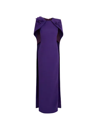 Safiyaa Lennox Floral-appliqué Maxi Dress In Blue