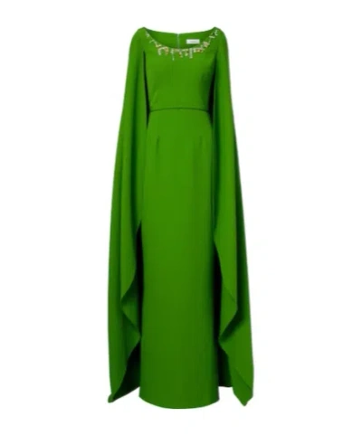 Safiyaa London Agata Embellished Crêpe Gown In Green