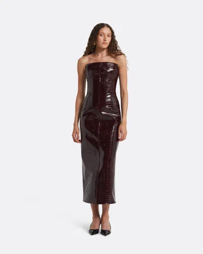 Safiyaa London Alaca Burgundy Midi Dress