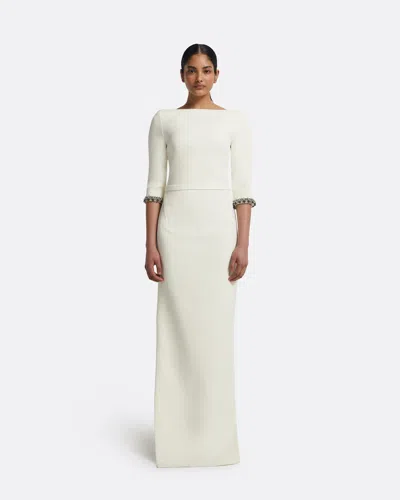 Safiyaa London Amaris Long Dress In Ivory With Gunmetal