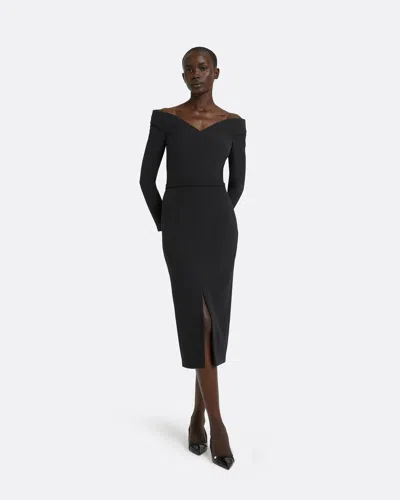Safiyaa London Asuman Black Midi Dress