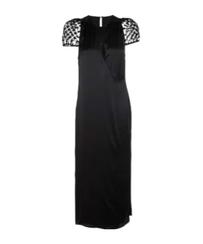 Safiyaa London Audun Silk Satin Midi Dress In Black