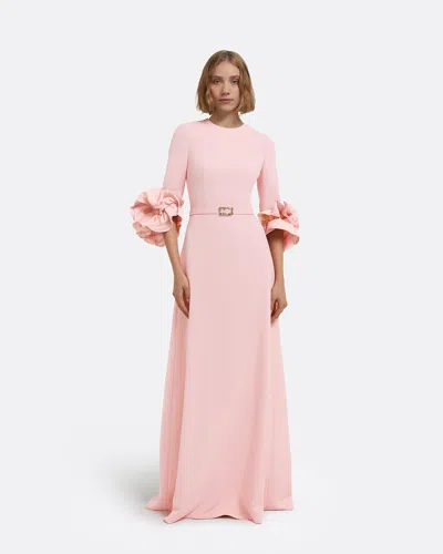 Safiyaa London Belen Long Dress In Lychee With Embellished Belt