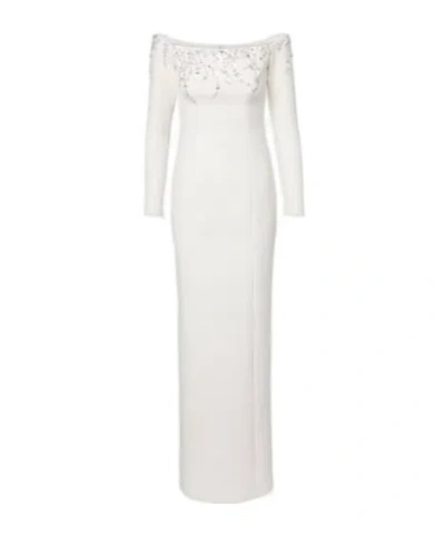 Safiyaa London Bridal Gioia Embellished Crêpe Gown In White