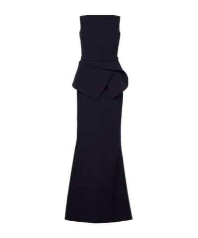 Safiyaa London Carter Crepe Bustier Gown In Black