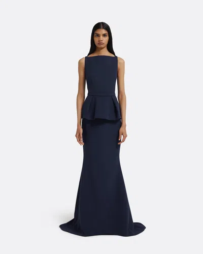 Safiyaa London Carter Long Dress In Maritime Blue