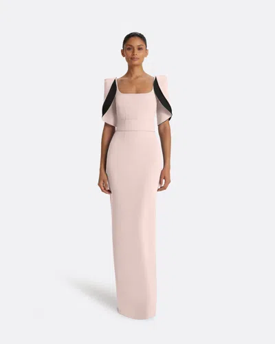 Safiyaa London Dara Long Dress In Pale Pink & Black