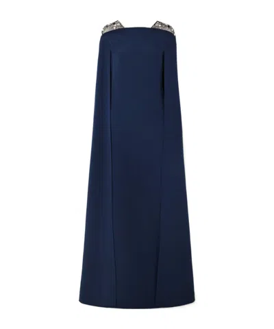 Safiyaa London Dark Blue Off-the-shoulder Evening Gown