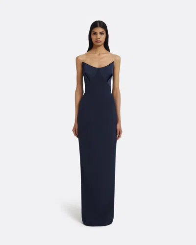Safiyaa London Drew Dress Long In Maritime Blue