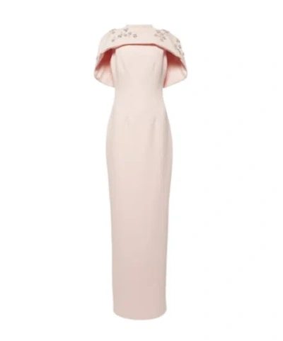Safiyaa London Embellished Caped Crêpe Gown In Pink