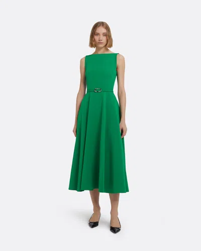 Safiyaa London Ginny Midi Dress In Jewel Green With Embellished Belt