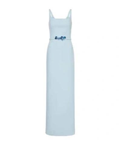 Safiyaa London Kristena Draped Embellished Gown In Blue