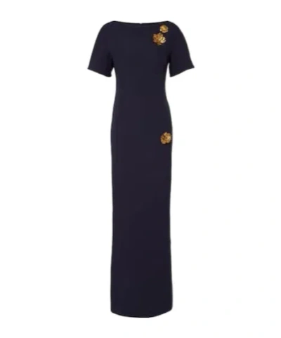 Safiyaa London Lacin Embellished Crepe Gown In Black