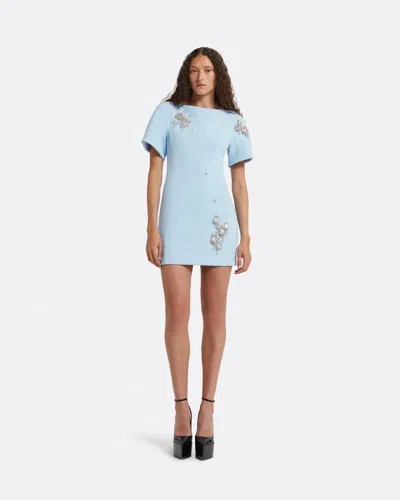 Safiyaa London Lacin Pale Blue Short Dress