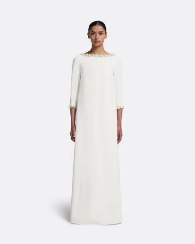 Safiyaa London Lanai Long Dress In Ivory With Crystal