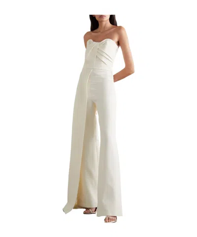 Safiyaa London Layered Strapless Crepe Jumpsuit In Nude