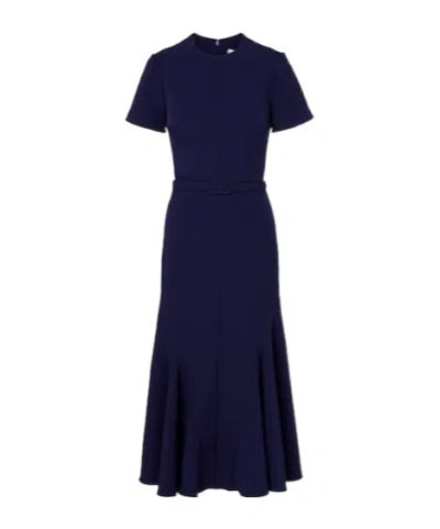 Safiyaa London Luisa Belted Crêpe Midi Dress In Blue