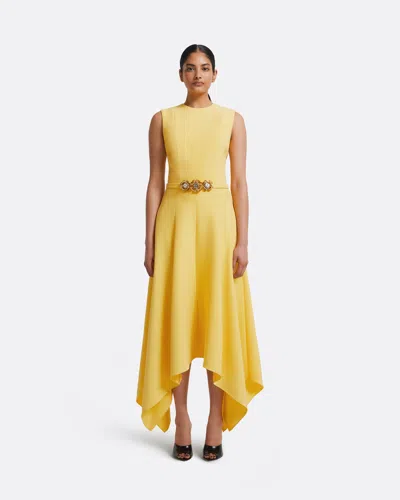 Safiyaa London Okimi Dress In Aspen Gold With Aspen Gold
