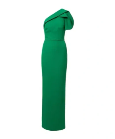 Safiyaa London One-shoulder Crepe Gown In Green