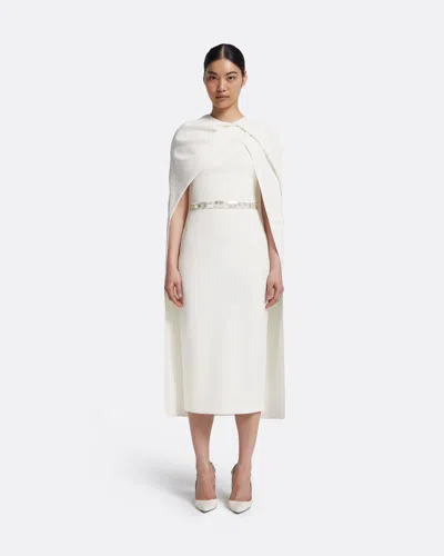 Safiyaa London Oria Midi Dress In Ivory With Crystal