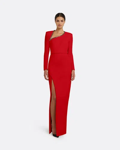 Safiyaa London Ottavia Long Dress In Cherry Red