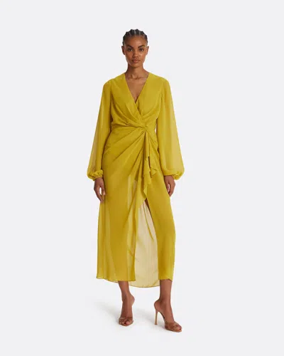 Safiyaa London Prova Chartreuse Midi Dress