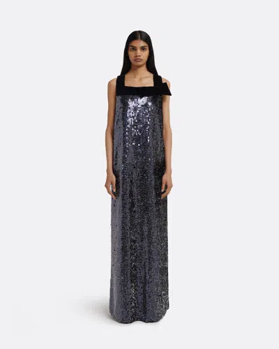 Safiyaa London Quincy Long Dress In Navy & Silver