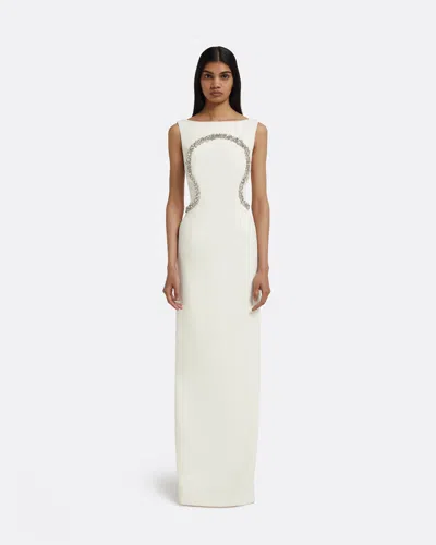 Safiyaa London Riley Long Dress In Ivory With Crystal Embellishment