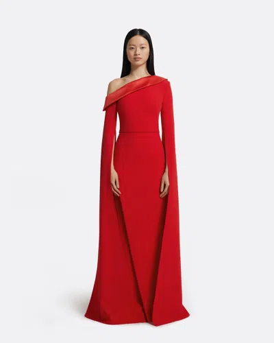 Safiyaa London Rinoa Long Dress In Cherry Red