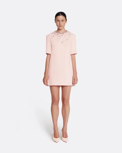 Safiyaa London Ripley Short Dress In Pale Pink With Multi-pastels Embellishment