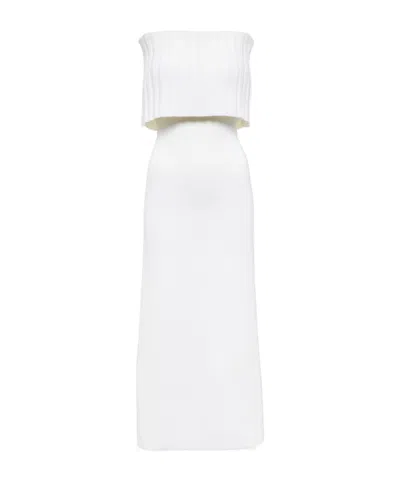 Safiyaa London Risette Off-shoulder Wool Midi Dress In White