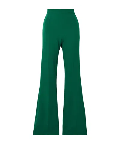 Safiyaa London Stretch Crepe Flared Pants In Green