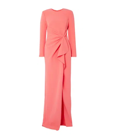 Safiyaa London Taylora Draped Crepe Gown In Pink