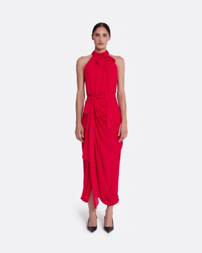 Safiyaa London Valentina Midi Dress In Azalea Red