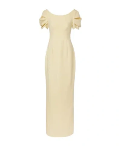Safiyaa London Vanna Draped Crepe Gown In Brown