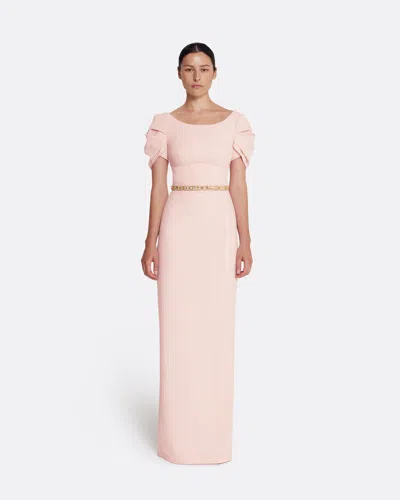 Safiyaa London Vanna Long Dress In Pale Pink With Gold