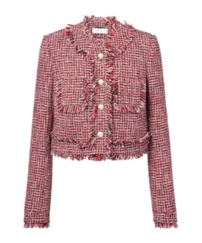 Safiyaa London Wool-blend Tweed Jacket In Pink