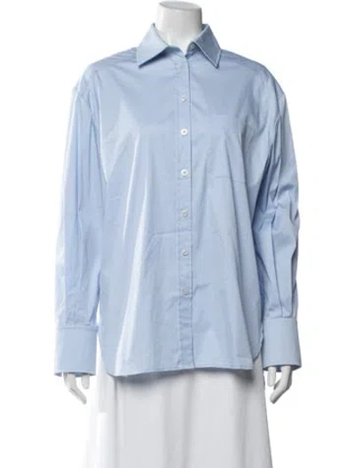 Pre-owned Safiyaa Long Sleeve Button-up Top In Blue