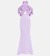 Safiyaa Louella Crêpe And Satin Halterneck Gown In Verbena On Verbena