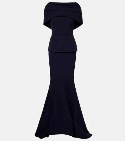 Safiyaa Loura Off-shoulder Crêpe Gown In Blue