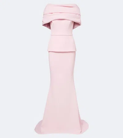 Safiyaa Loura Peplum Crêpe Gown In Pink