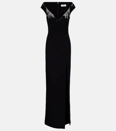 Safiyaa Lucrezia Embellished Crêpe Gown In Black